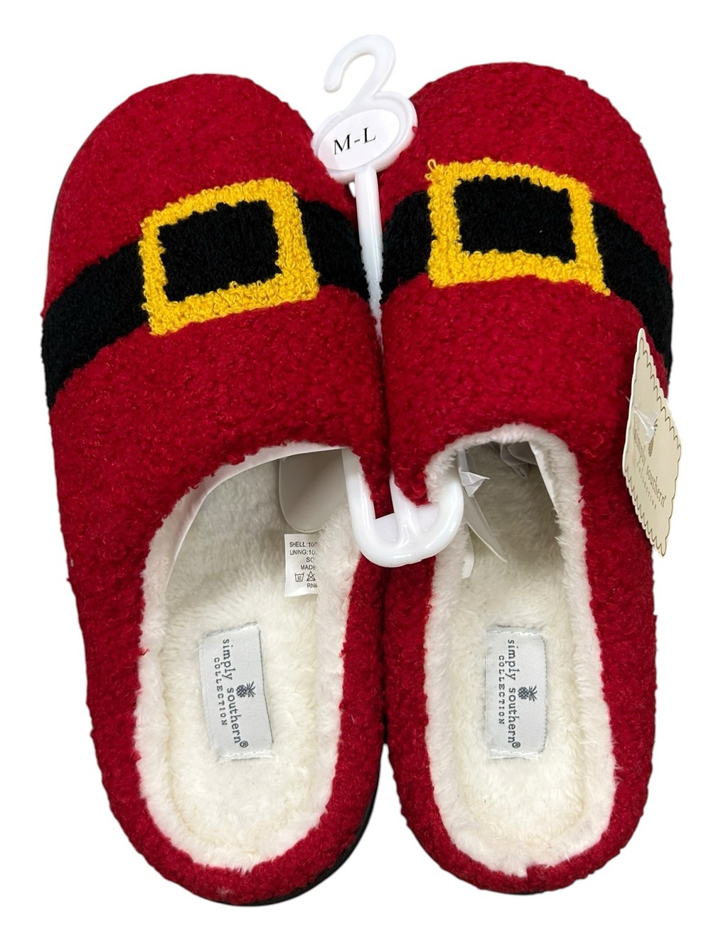 Simply Southern M/L Santa Belt Fuzzy Holiday Slippers NWT - Picture 3 of 7